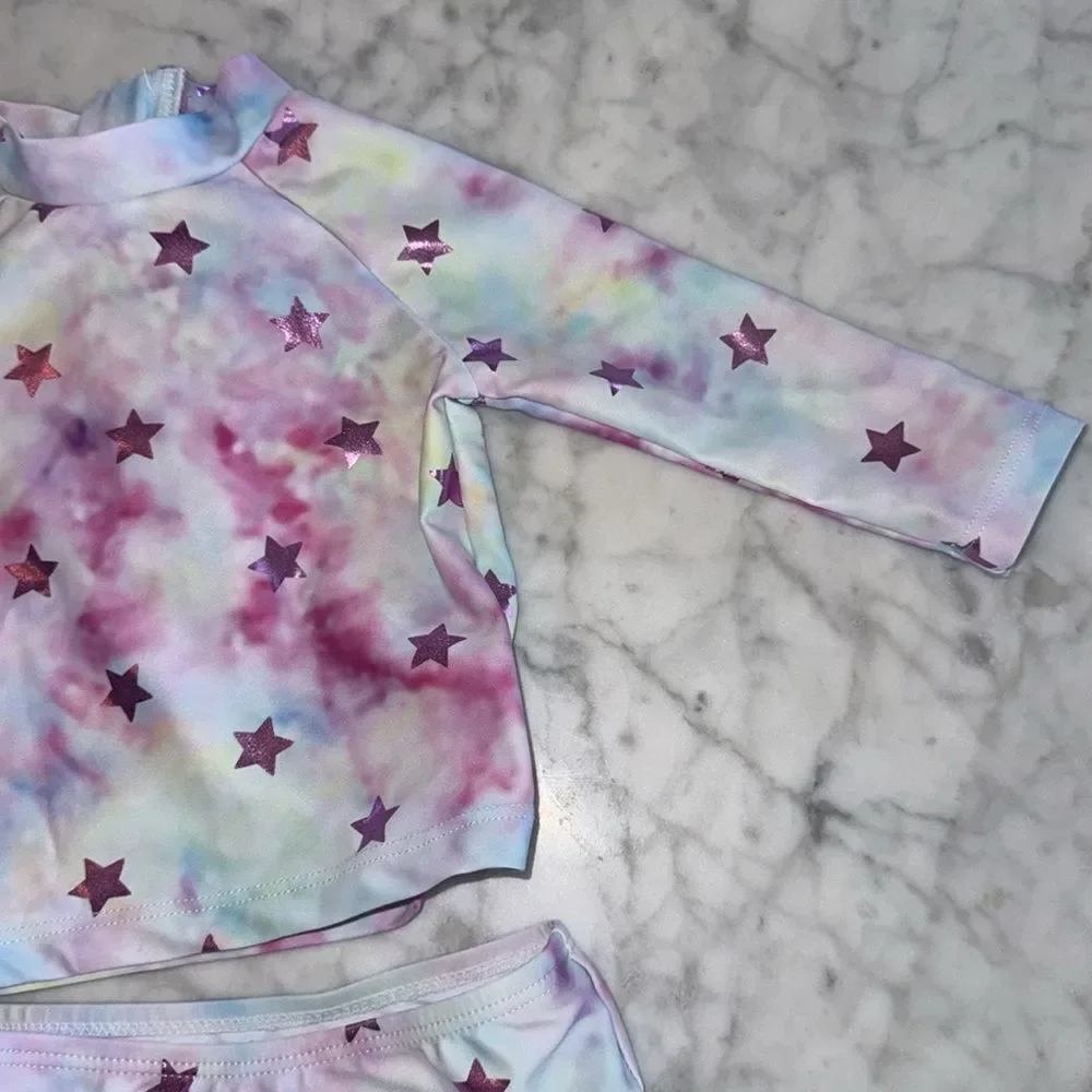 Andy & Evan Tie Dye Rash Guard Set 0/3 - Picture 3 of 9